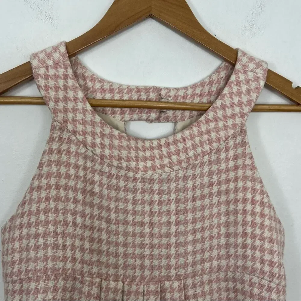Florence Eiseman Wool Blend Houndstooth Pink White Tweed Dress Girl Size 16